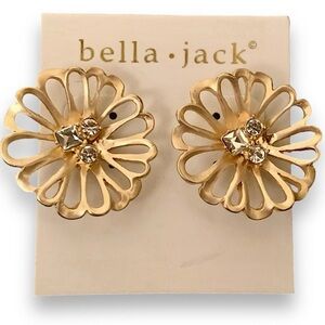 Bella Jack gold toned flower rhinestone pierced  earrings